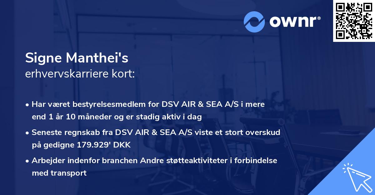 Signe Manthei's erhvervskarriere kort