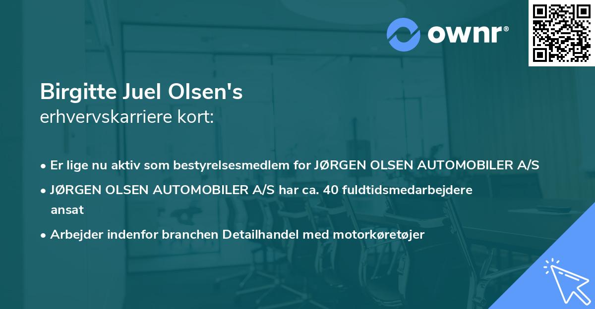 Birgitte Juel Olsen's erhvervskarriere kort