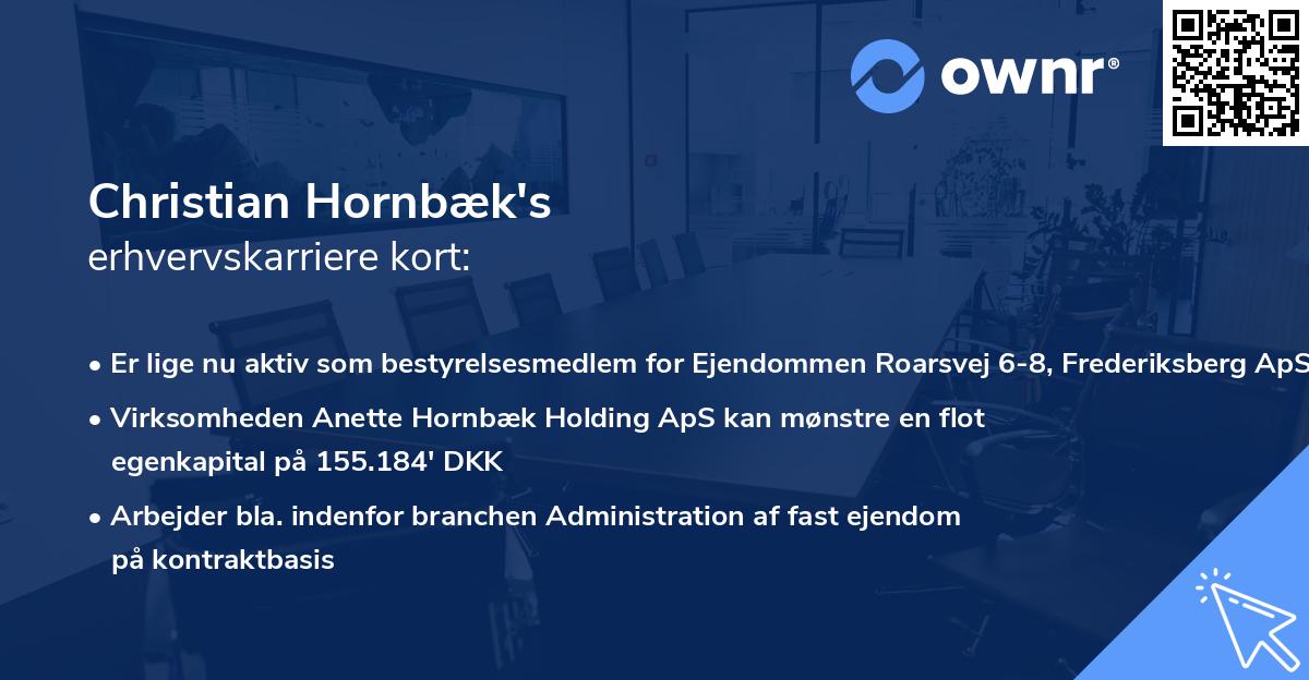 Christian Hornbæk's erhvervskarriere kort