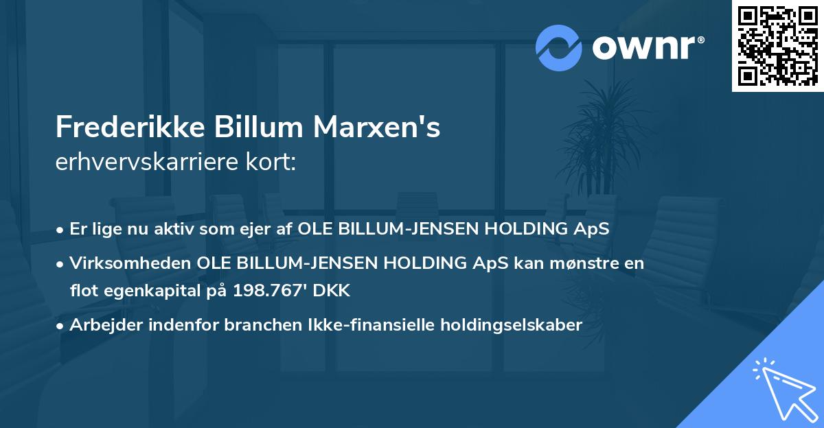 Frederikke Billum Marxen's erhvervskarriere kort