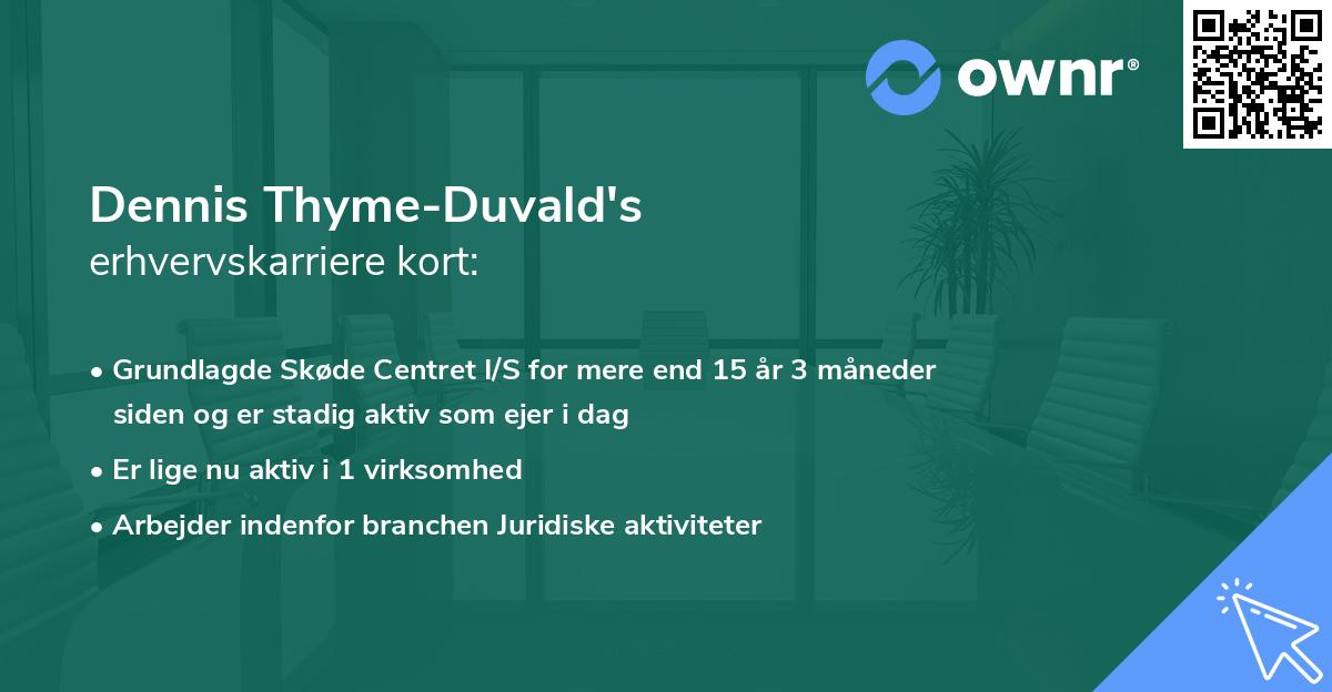 Dennis Thyme-Duvald's erhvervskarriere kort