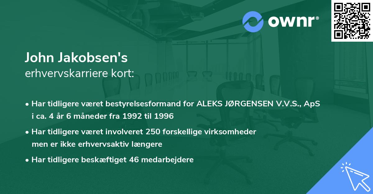 John Jakobsen's erhvervskarriere kort