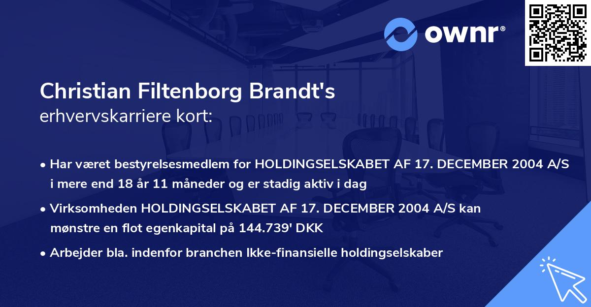Christian Filtenborg Brandt's erhvervskarriere kort