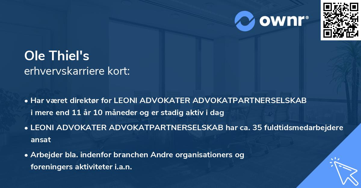 Ole Thiel's erhvervskarriere kort