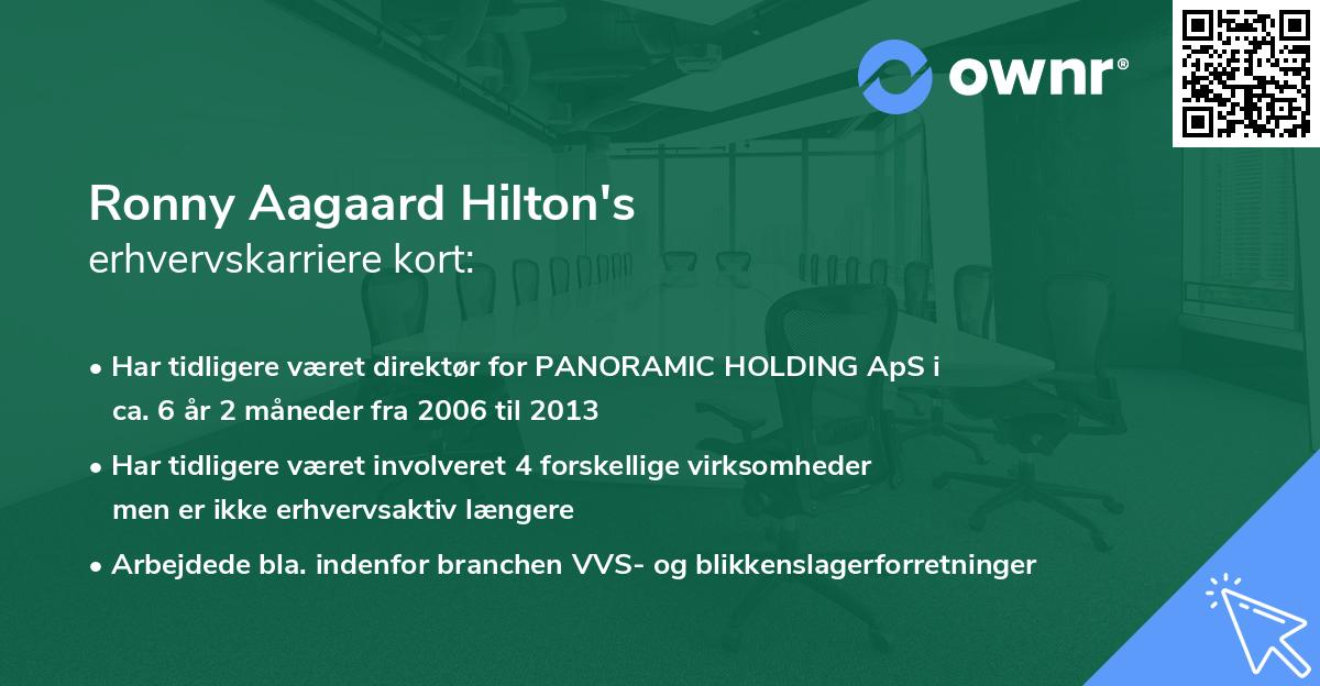 Ronny Aagaard Hilton's erhvervskarriere kort