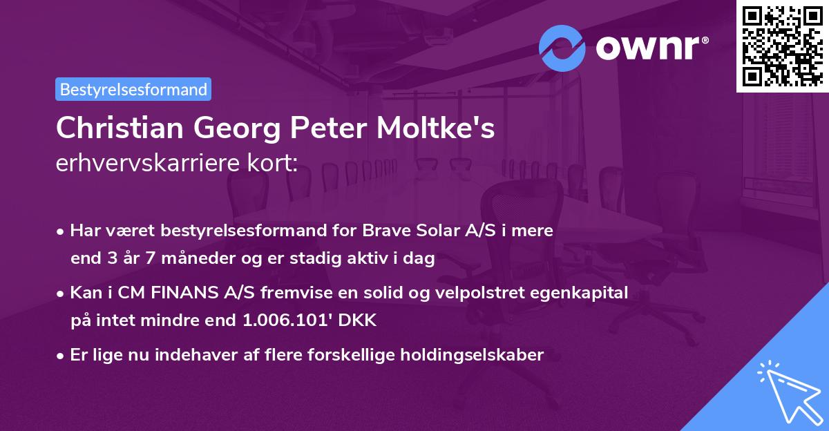 Christian Georg Peter Moltke's erhvervskarriere kort