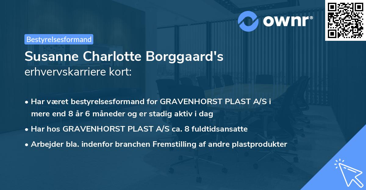 Susanne Charlotte Borggaard's erhvervskarriere kort