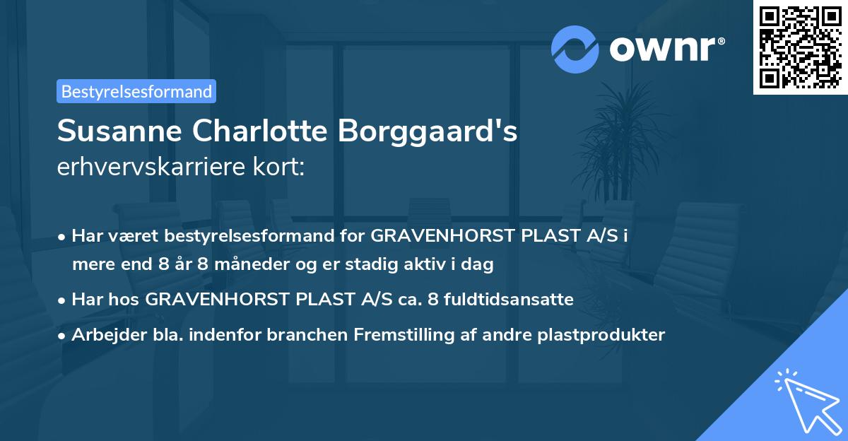 Susanne Charlotte Borggaard's erhvervskarriere kort