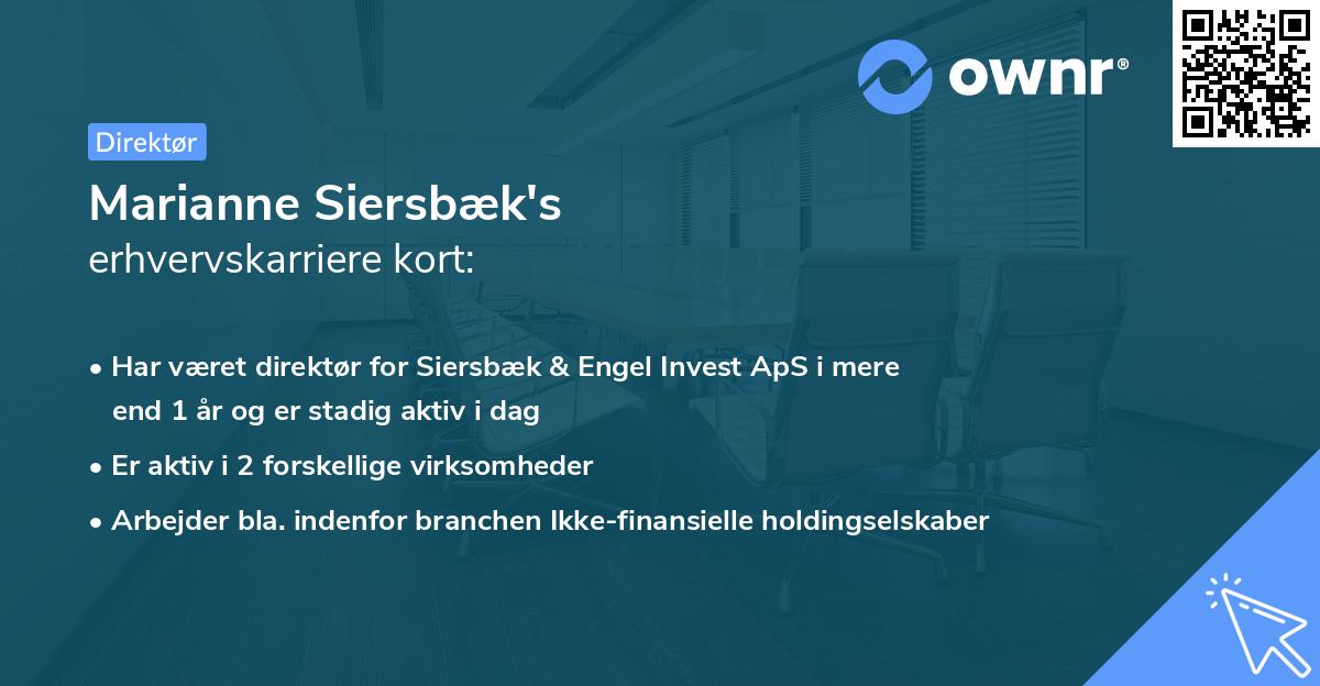 Marianne Siersbæk's erhvervskarriere kort