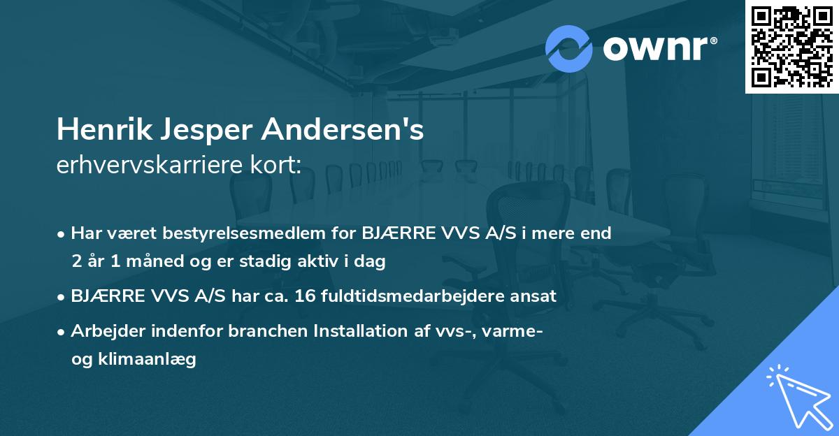 Henrik Jesper Andersen's erhvervskarriere kort