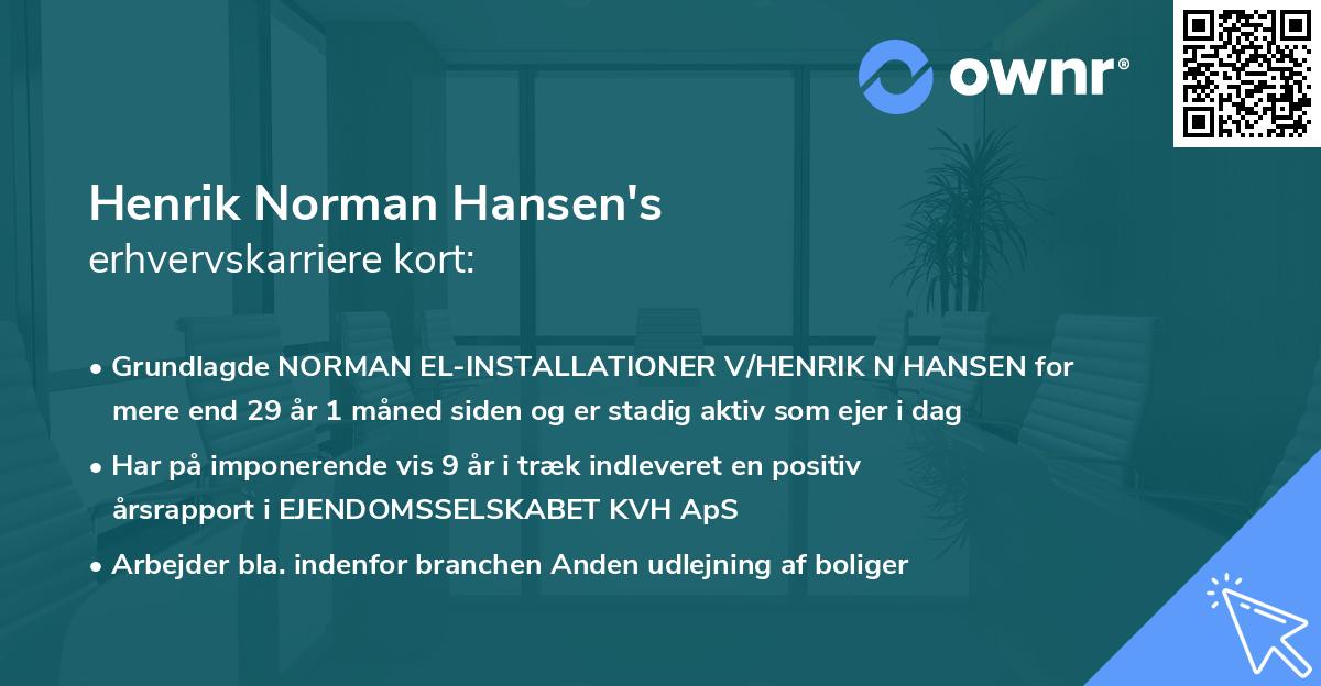 Henrik Norman Hansen's erhvervskarriere kort