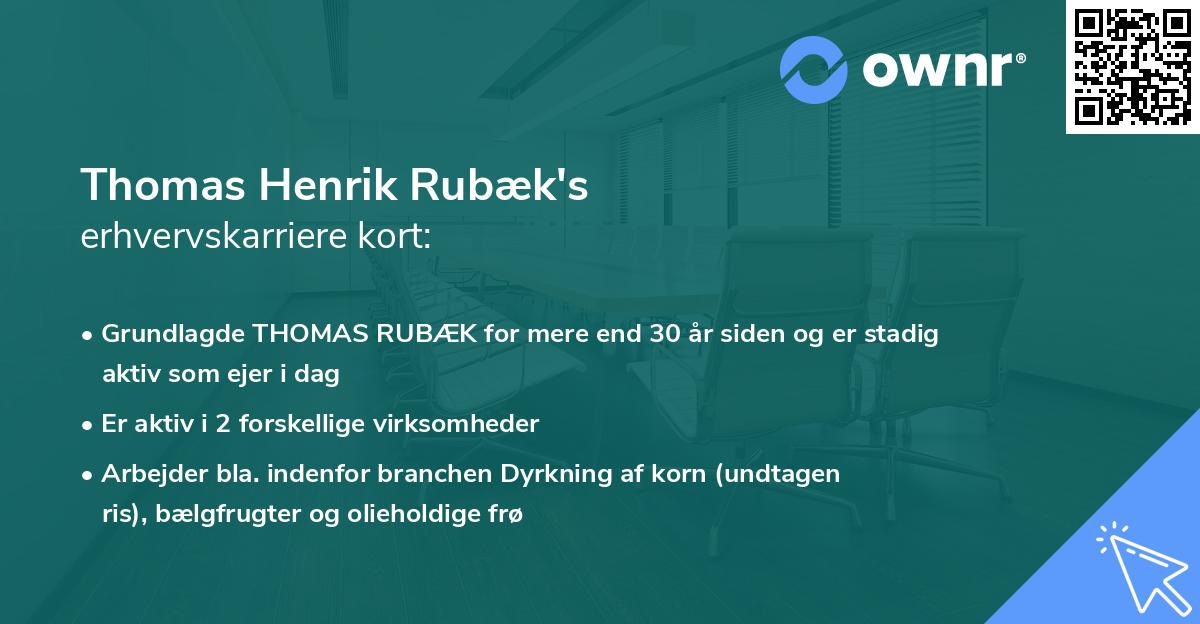 Thomas Henrik Rubæk's erhvervskarriere kort