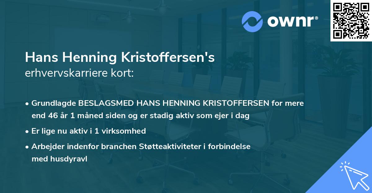 Hans Henning Kristoffersen's erhvervskarriere kort