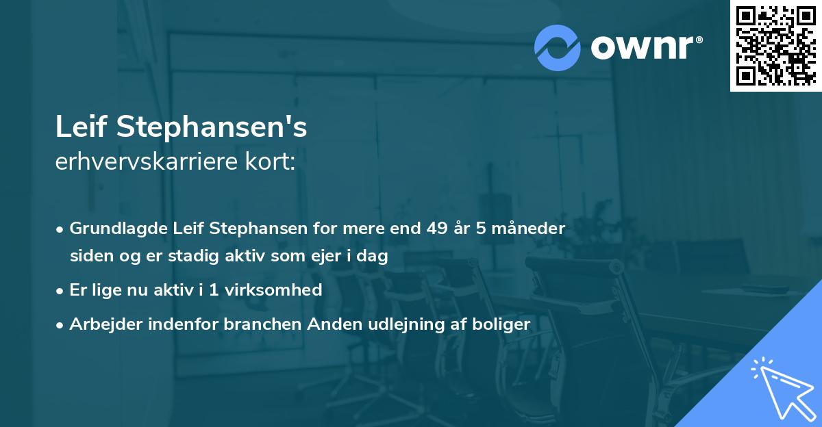 Leif Stephansen's erhvervskarriere kort