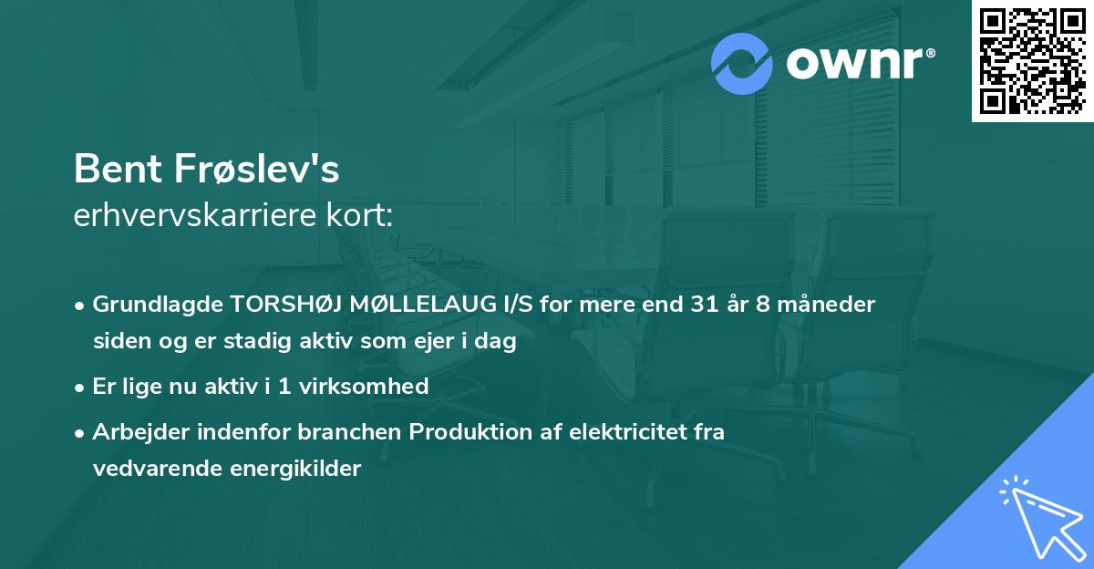 Bent Frøslev's erhvervskarriere kort