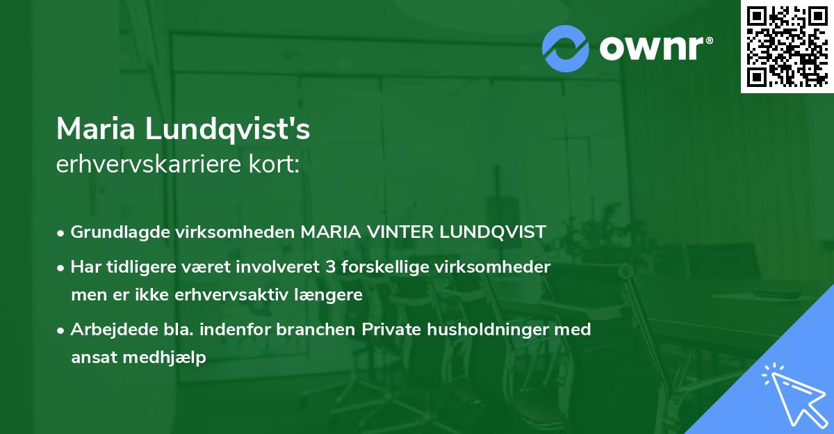 Maria Lundqvist's erhvervskarriere kort
