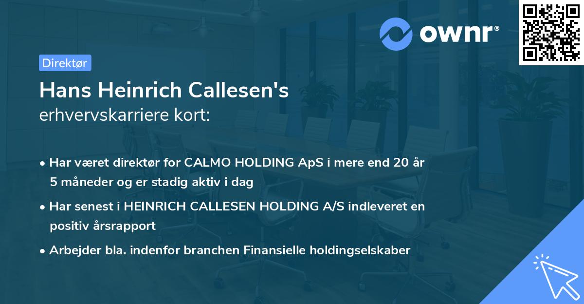 Hans Heinrich Callesen's erhvervskarriere kort
