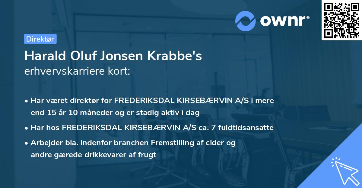 Harald Oluf Jonsen Krabbe's erhvervskarriere kort