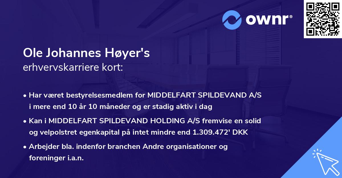 Ole Johannes Høyer's erhvervskarriere kort