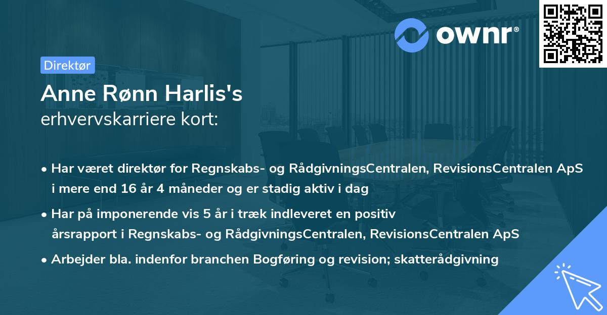 Anne Rønn Harlis's erhvervskarriere kort