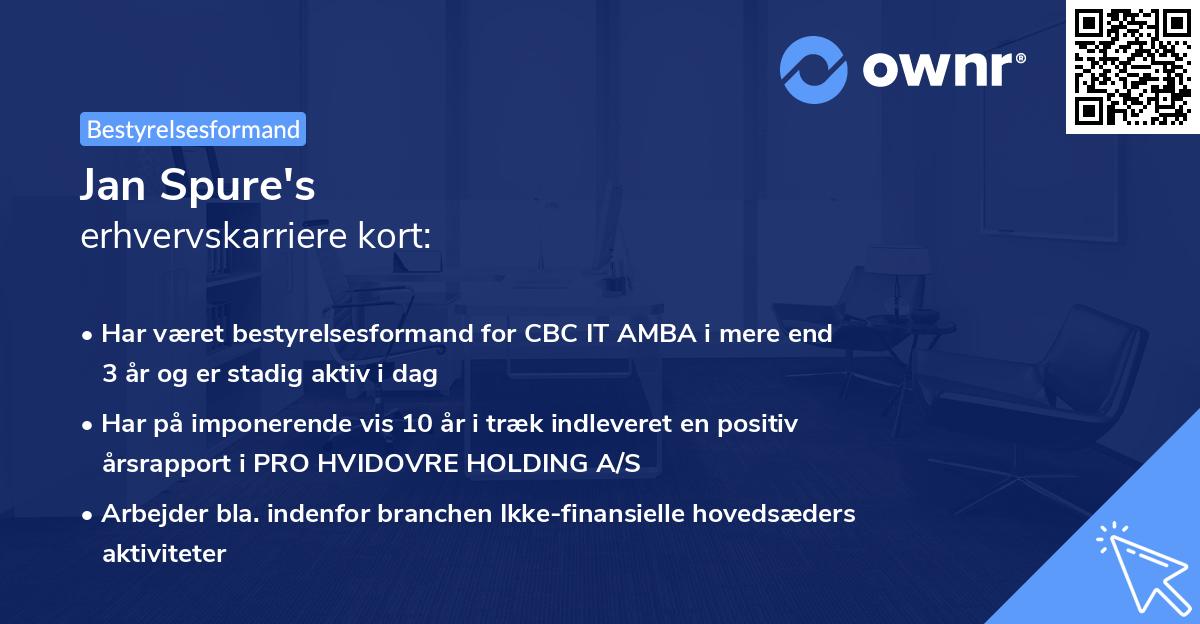 Jan Spure's erhvervskarriere kort