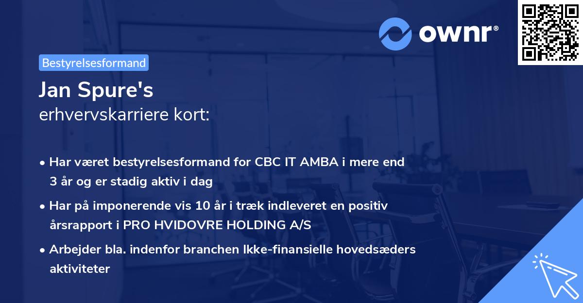 Jan Spure's erhvervskarriere kort