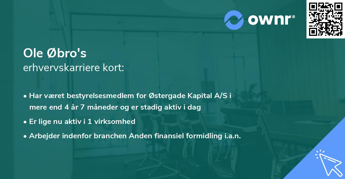 Ole Øbro's erhvervskarriere kort