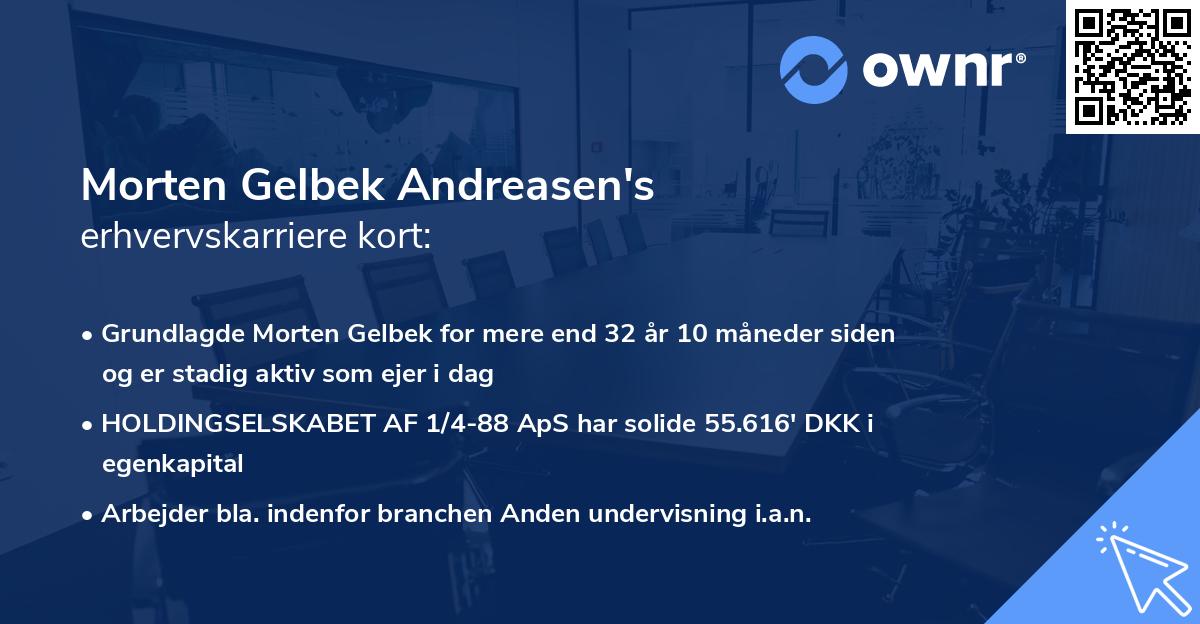 Morten Gelbek Andreasen's erhvervskarriere kort