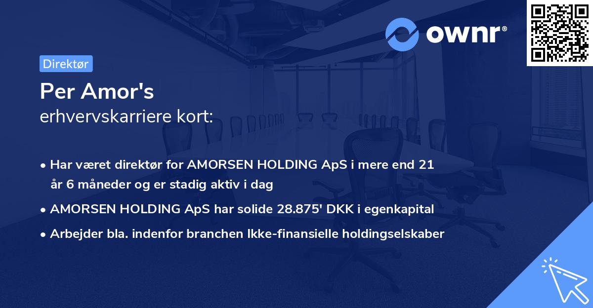 Per Amor's erhvervskarriere kort