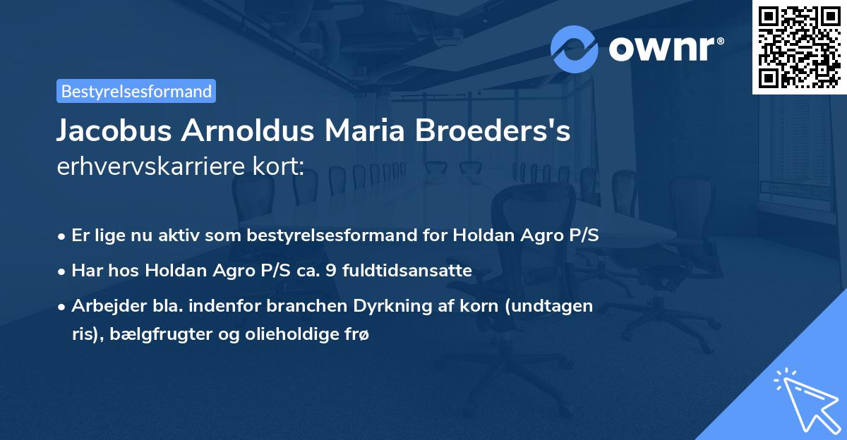 Jacobus Arnoldus Maria Broeders's erhvervskarriere kort