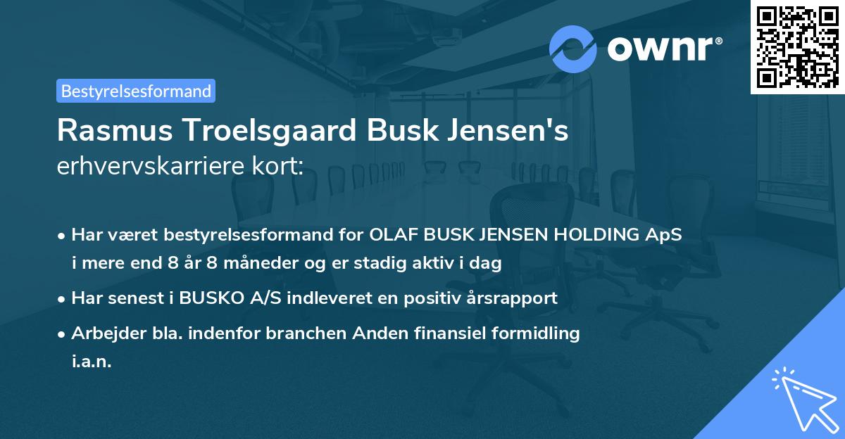 Rasmus Troelsgaard Busk Jensen's erhvervskarriere kort