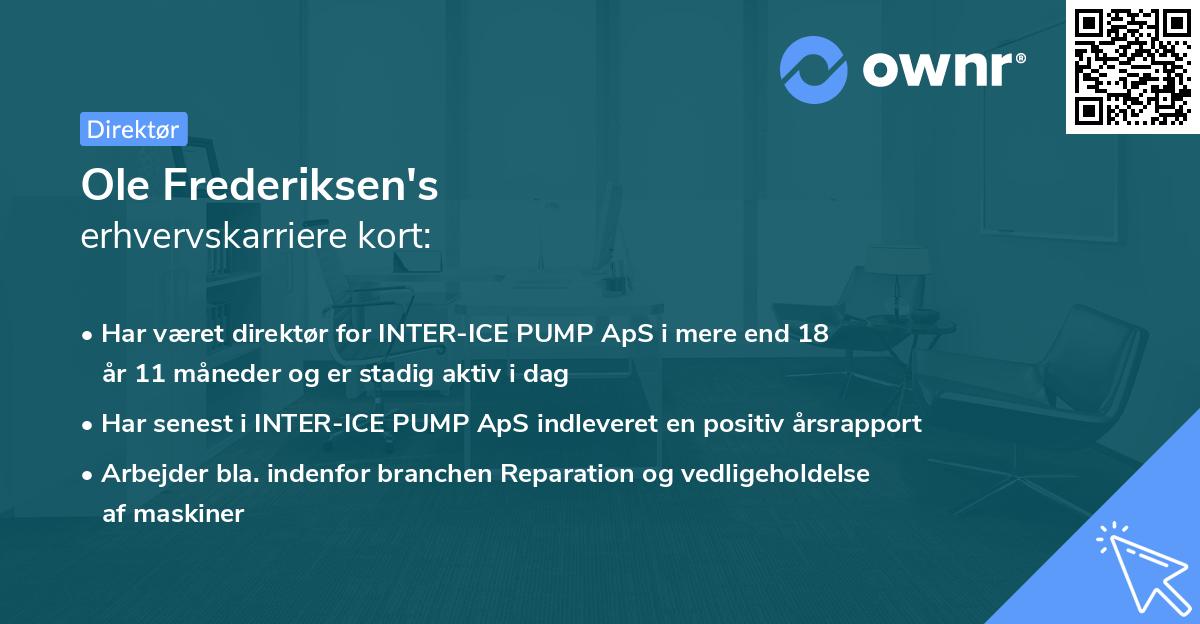 Ole Frederiksen's erhvervskarriere kort