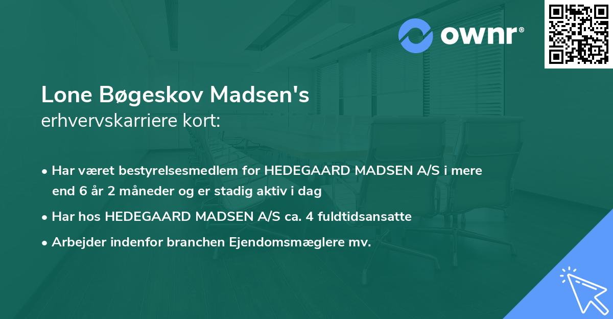 Lone Bøgeskov Madsen's erhvervskarriere kort