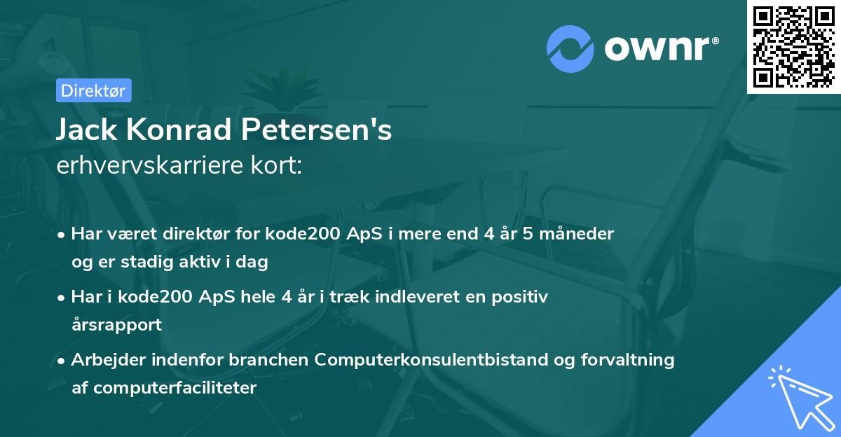 Jack Konrad Petersen's erhvervskarriere kort
