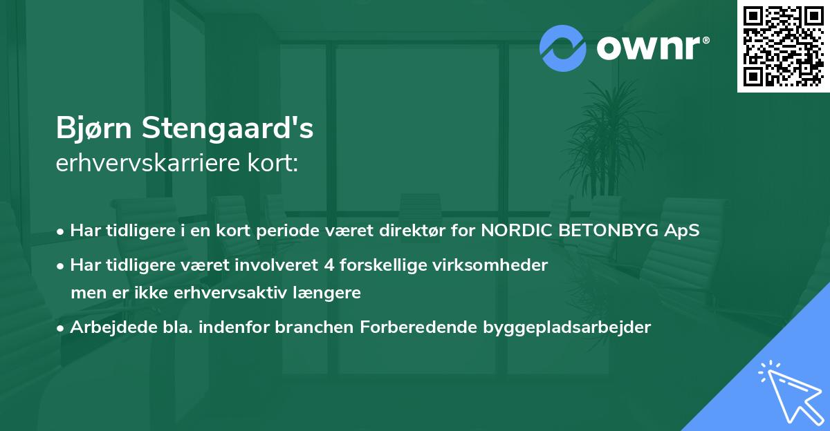 Bjørn Stengaard's erhvervskarriere kort