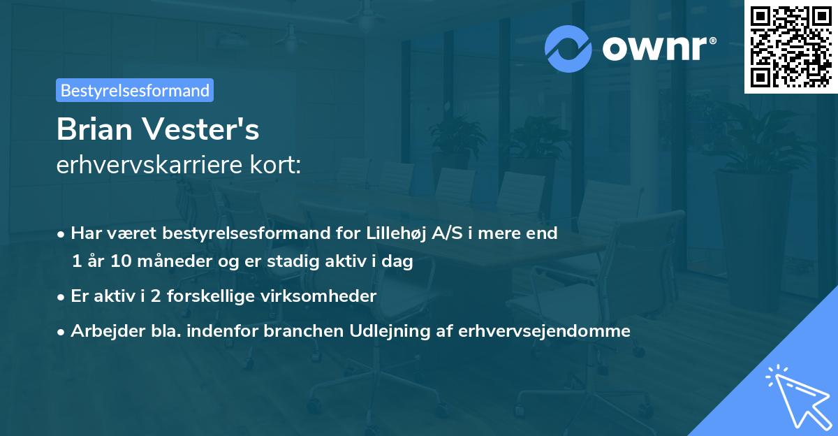 Brian Vester's erhvervskarriere kort