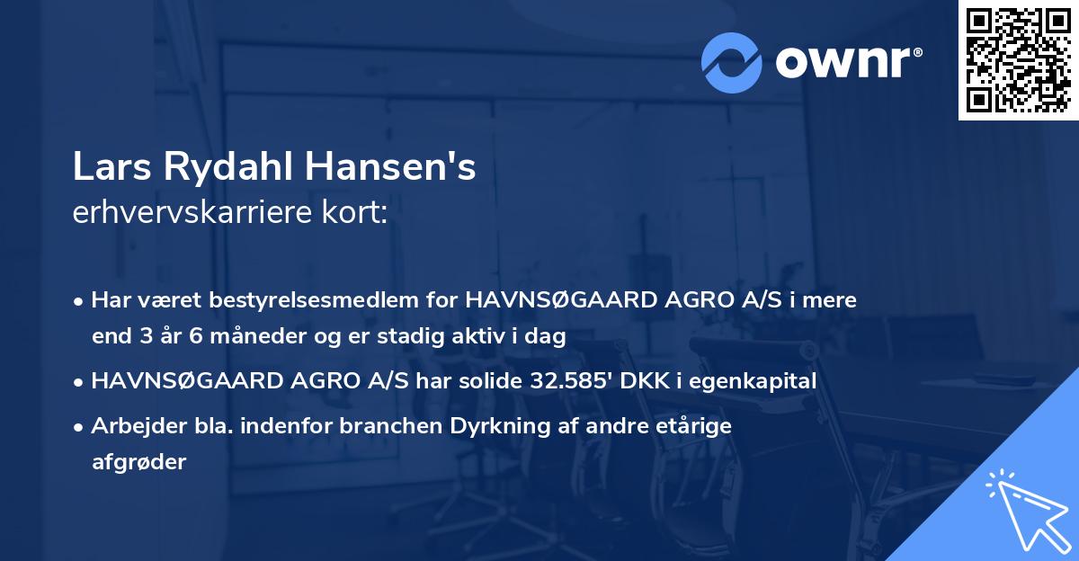 Lars Rydahl Hansen's erhvervskarriere kort