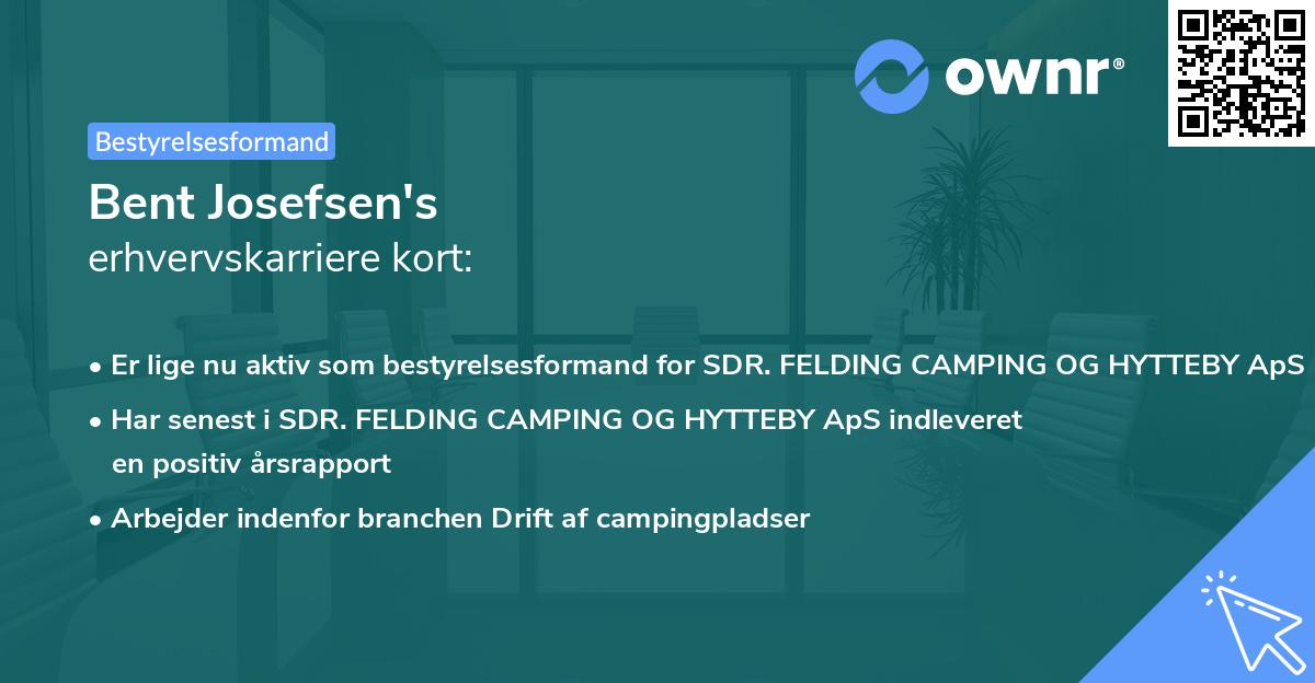 Bent Josefsen's erhvervskarriere kort