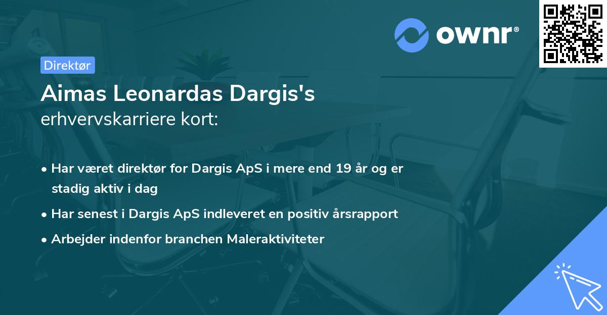Aimas Leonardas Dargis's erhvervskarriere kort