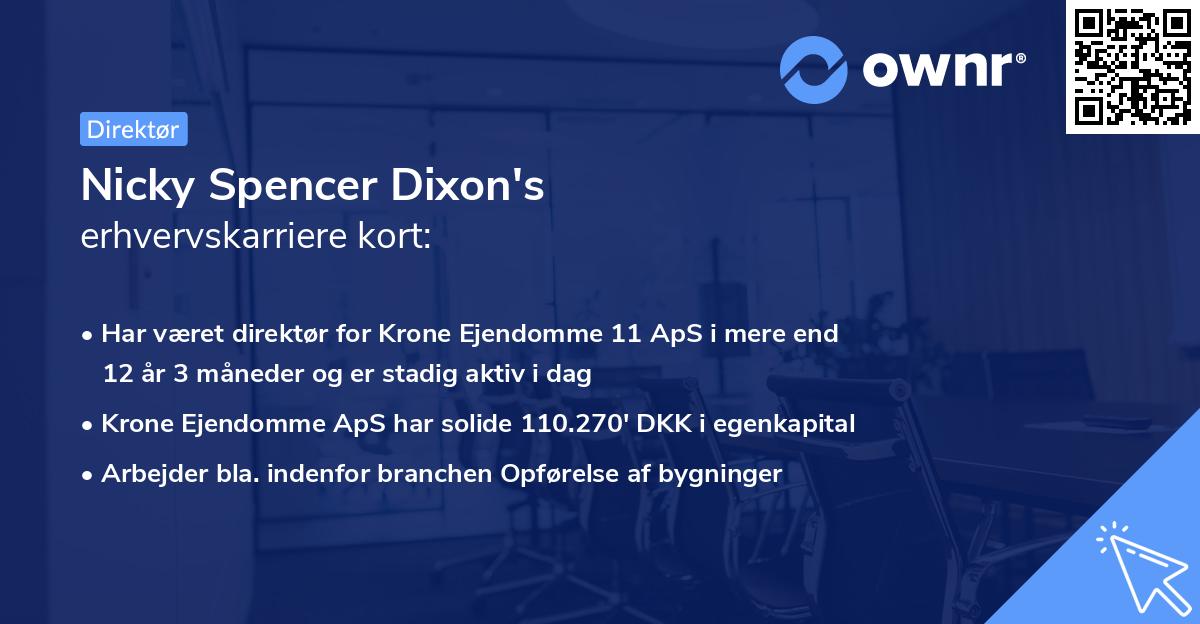 Nicky Spencer Dixon's erhvervskarriere kort