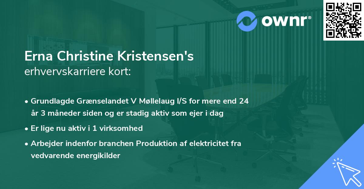 Erna Christine Kristensen's erhvervskarriere kort