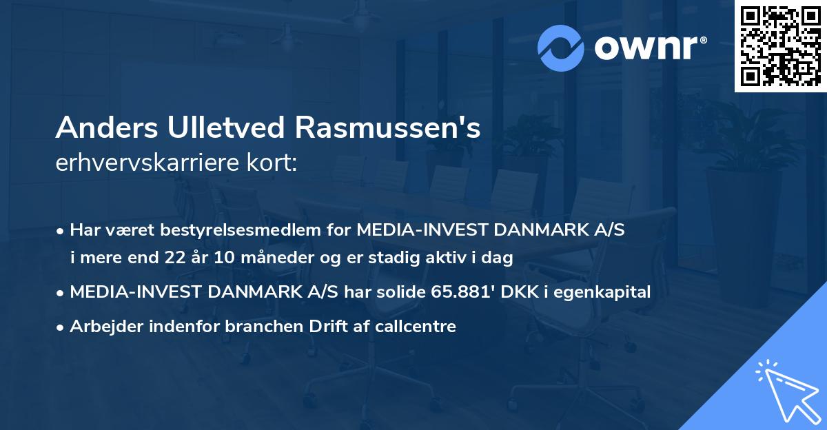 Anders Ulletved Rasmussen's erhvervskarriere kort