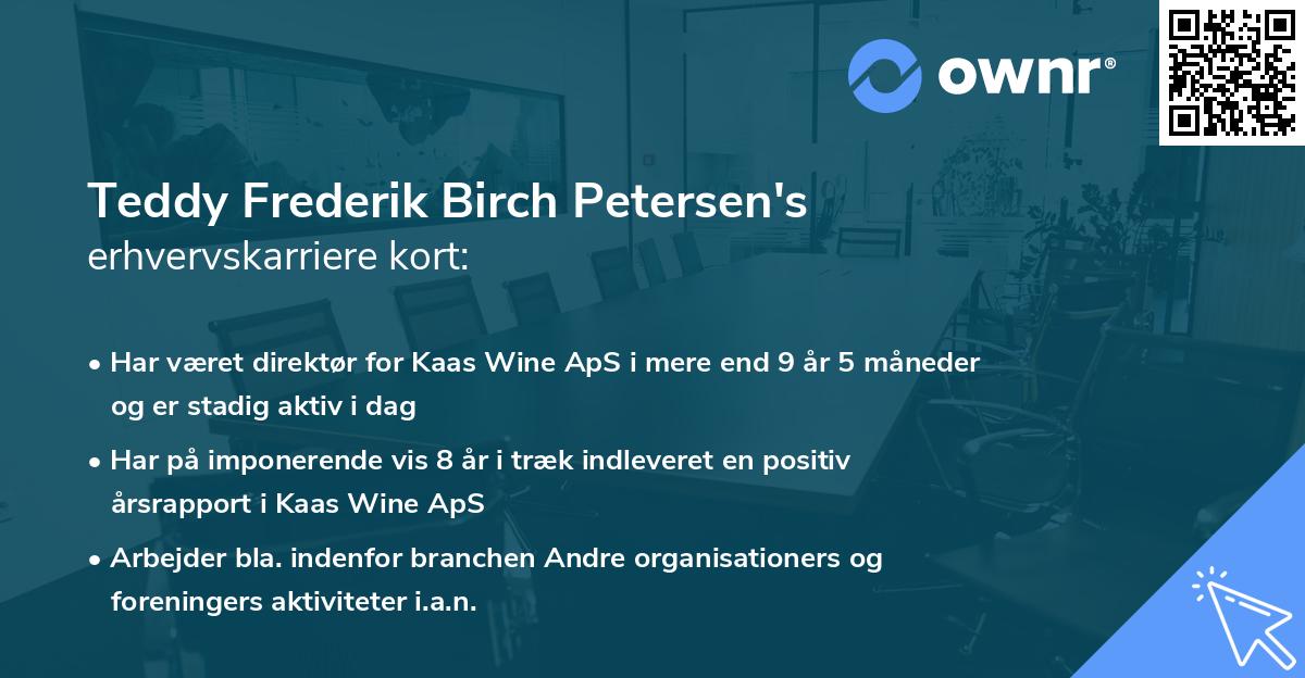 Teddy Frederik Birch Petersen's erhvervskarriere kort