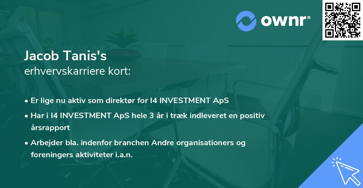 Jacob Tanis's erhvervskarriere kort