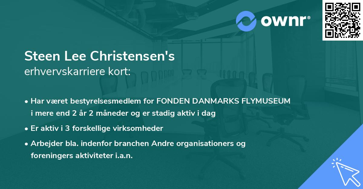 Steen Lee Christensen's erhvervskarriere kort