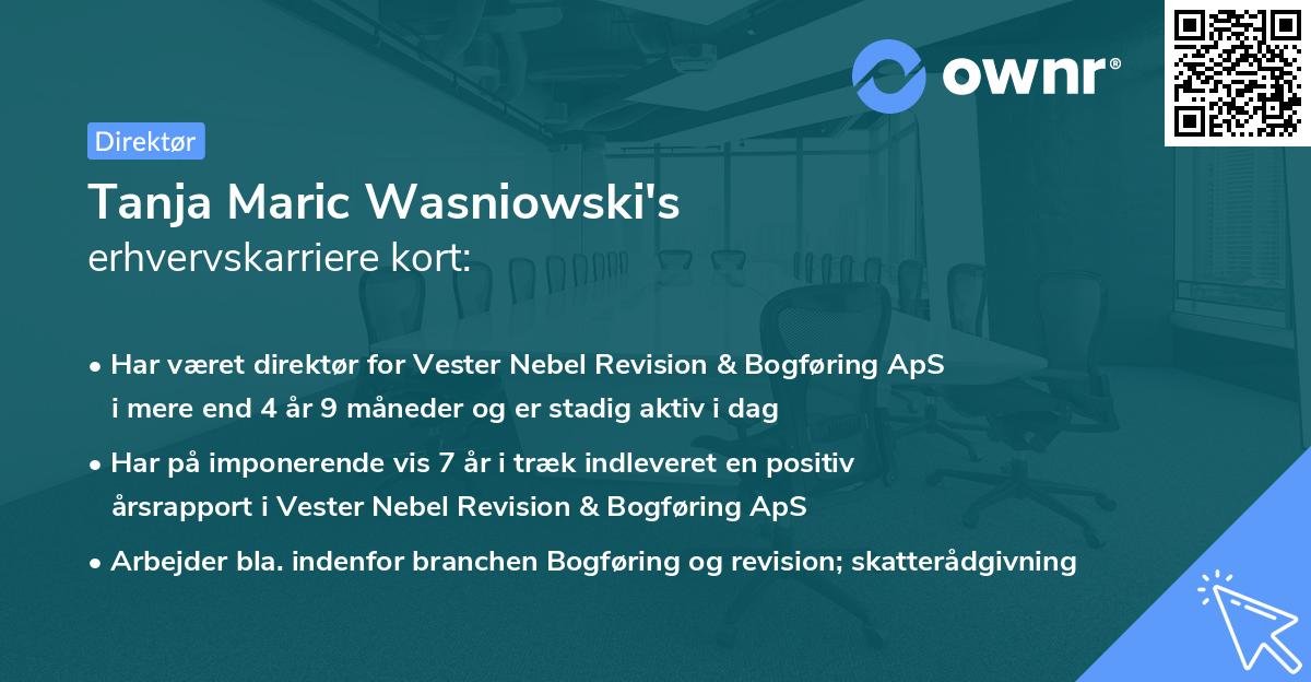 Tanja Maric Wasniowski's erhvervskarriere kort
