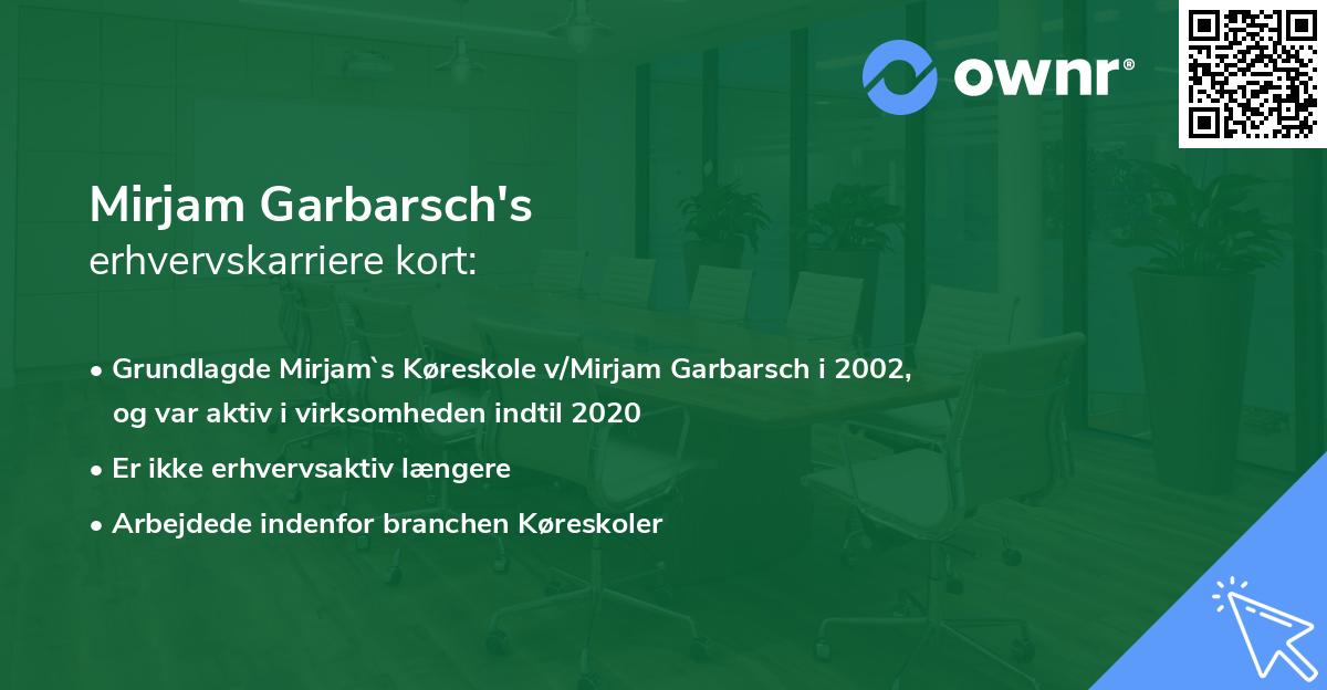 Mirjam Garbarsch's erhvervskarriere kort