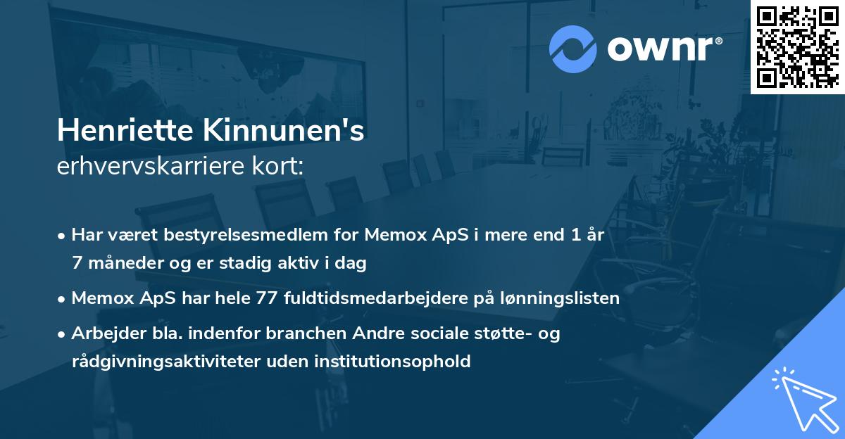 Henriette Kinnunen's erhvervskarriere kort