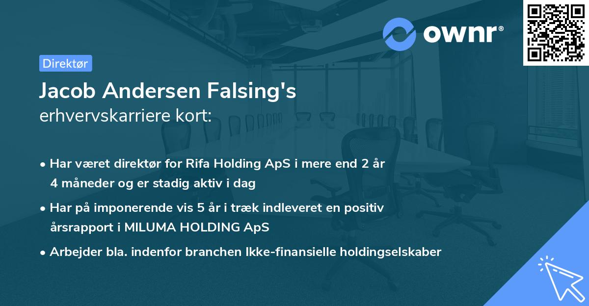 Jacob Andersen Falsing's erhvervskarriere kort