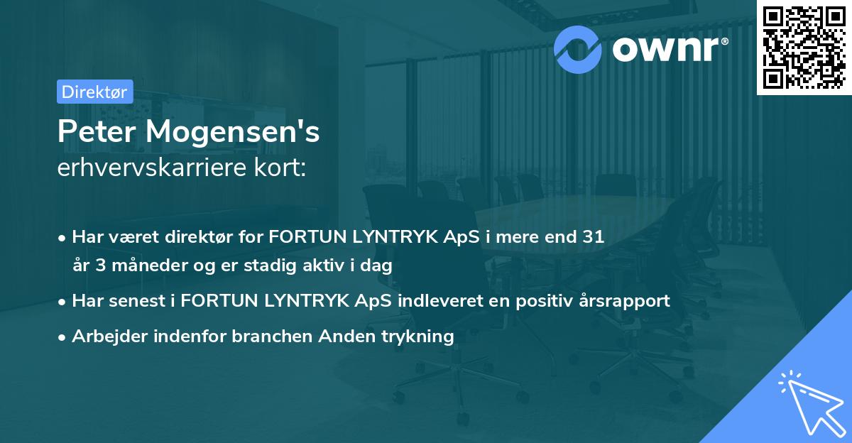 Peter Mogensen's erhvervskarriere kort